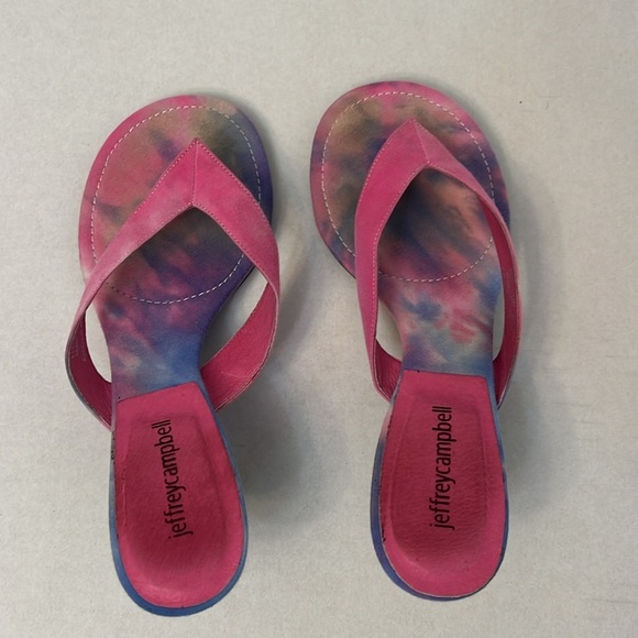Jeffrey Campbell Shoes - Y2K JEFFREY CAMPBELL COLORFUL TIE-DYE LEATHER  KITTEN HEELS 7.5
